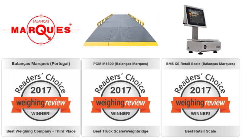 Balanças Marques premiada nos Weighing Review Awards 2017!